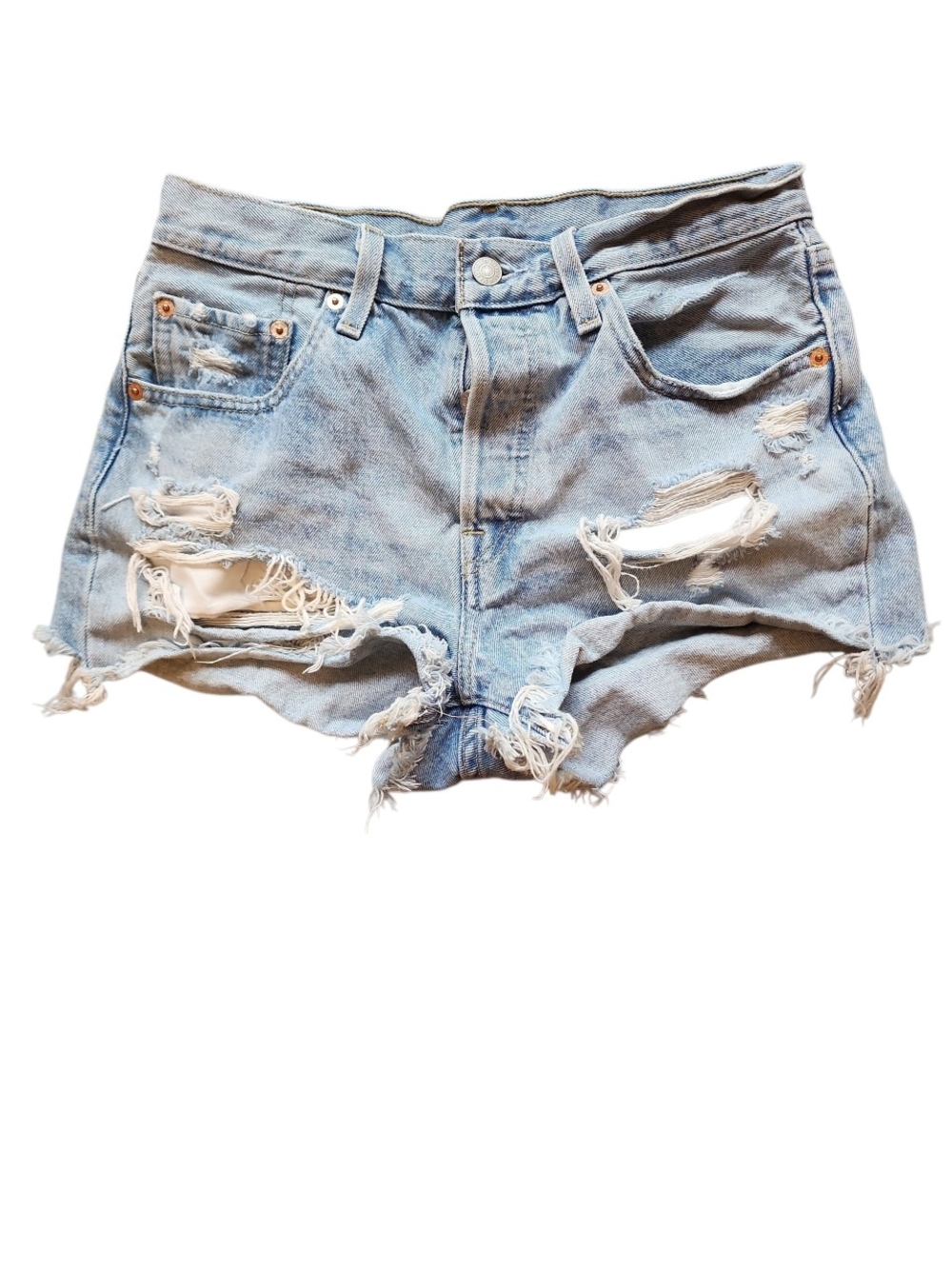 Levi's Light Blue Distressed Denim Shorts